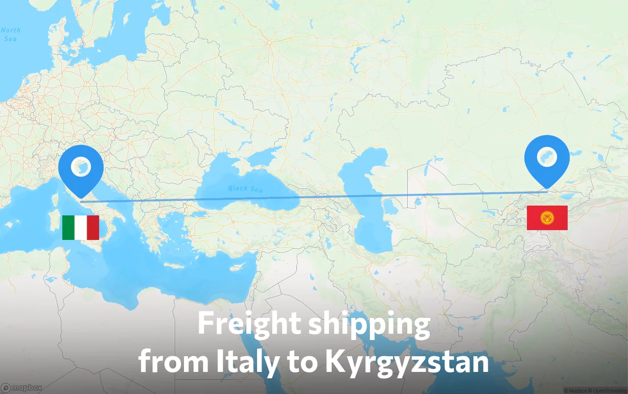 Shipping route from Italy to Kyrgyzstan