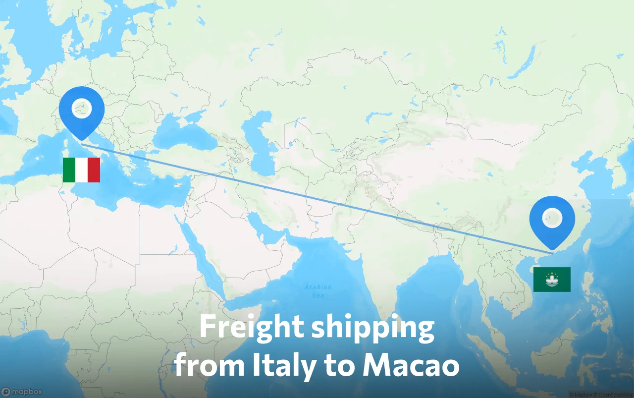 Shipping route from Italy to Macao