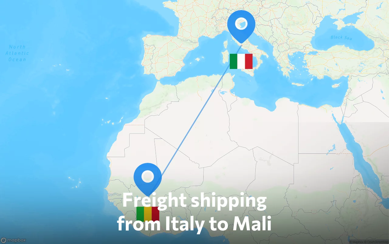 Shipping route from Italy to Mali