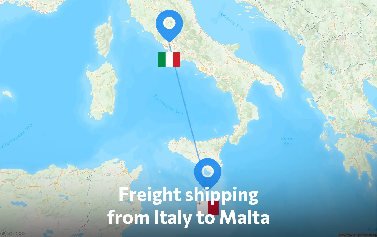 Shipping route from Italy to Malta