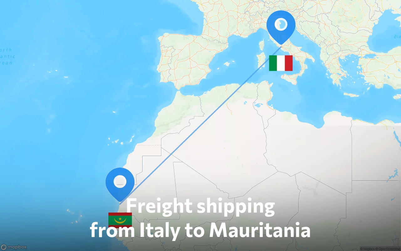 Shipping route from Italy to Mauritania