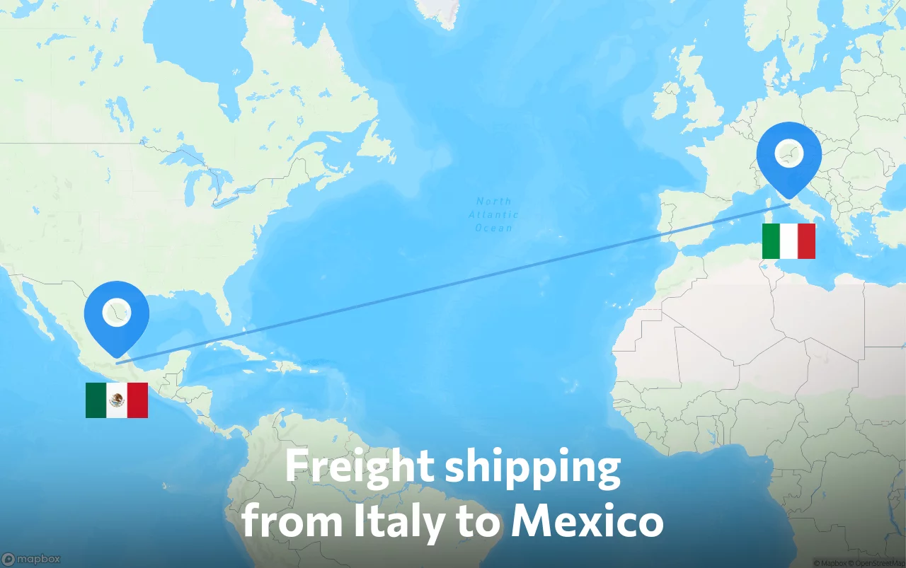 Shipping route from Italy to Mexico