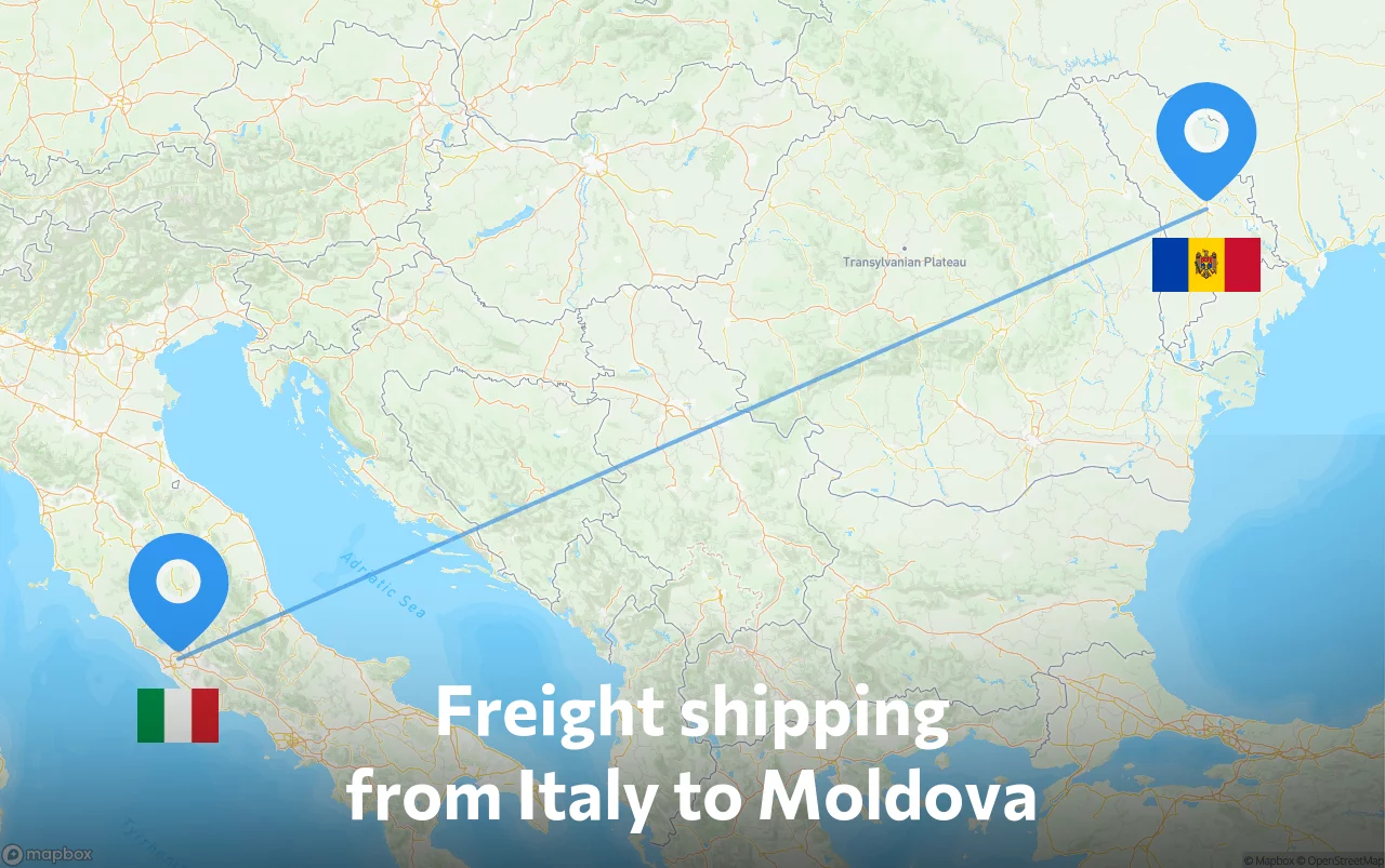 Shipping route from Italy to Moldova