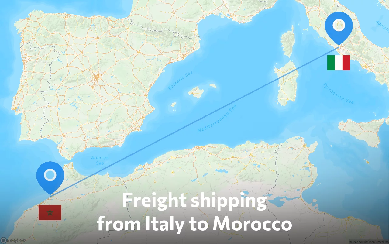 Shipping route from Italy to Morocco