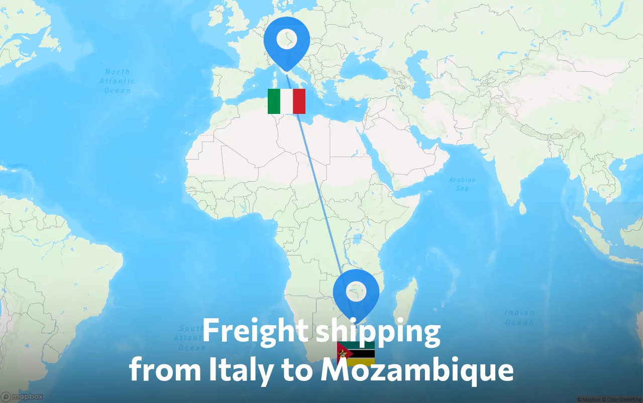 Shipping route from Italy to Mozambique