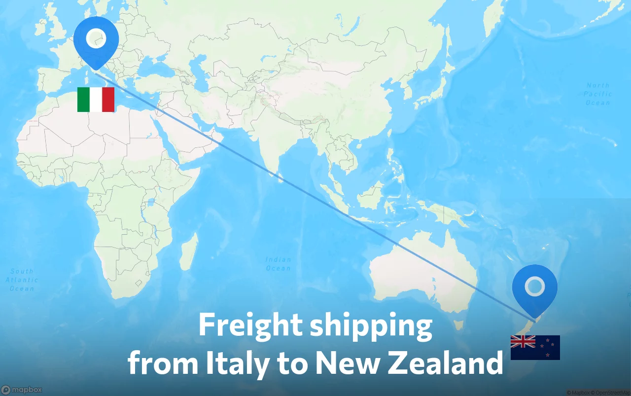 Shipping route from Italy to New Zealand