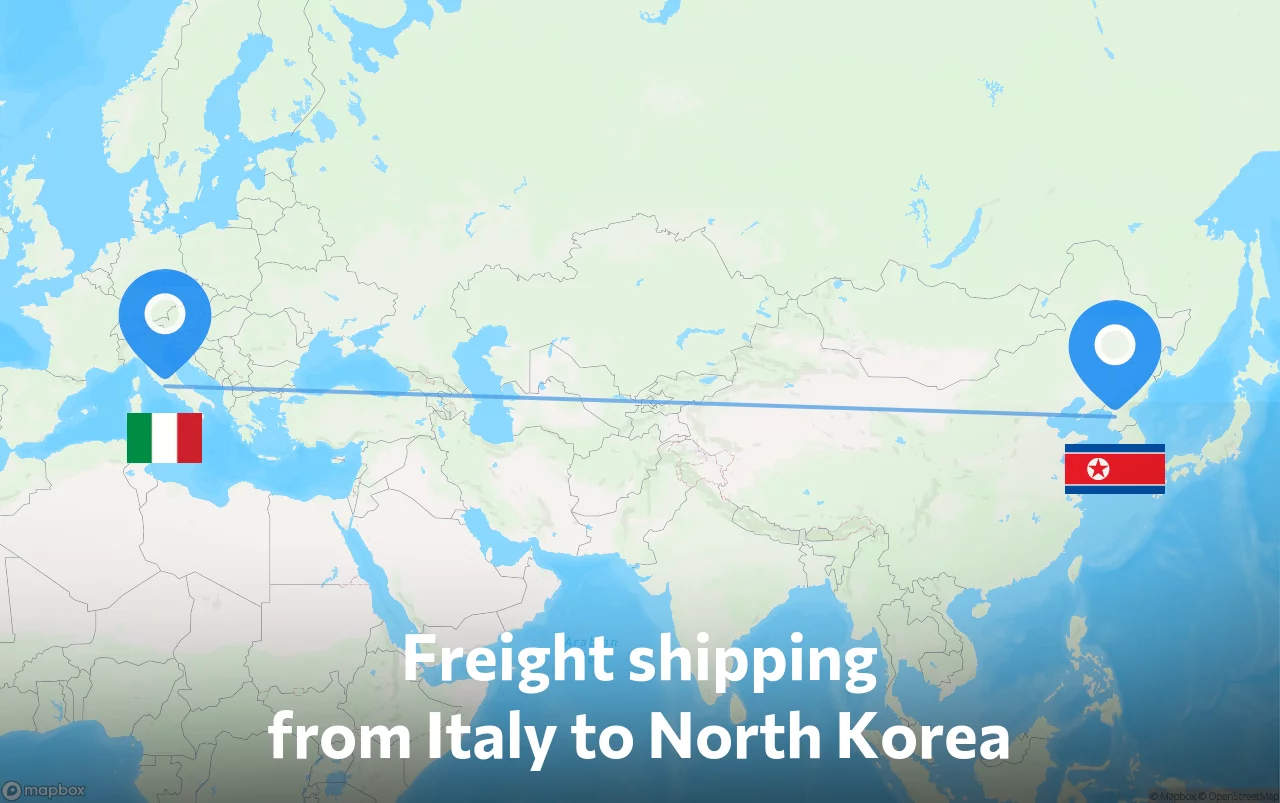 Shipping route from Italy to North Korea