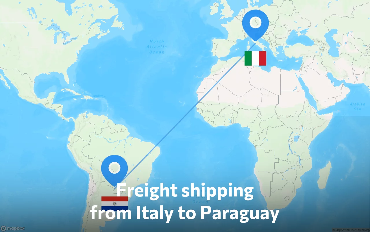 Shipping route from Italy to Paraguay
