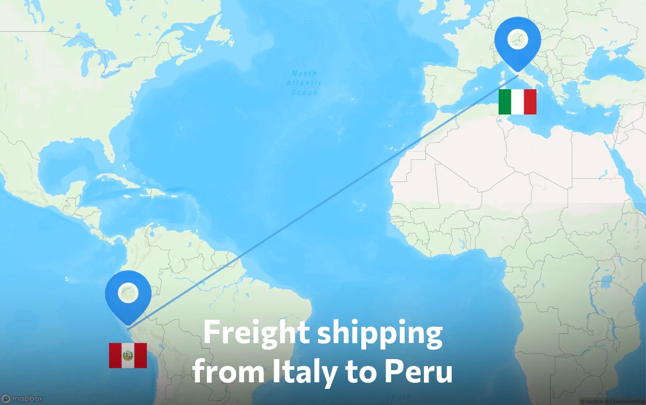 Shipping route from Italy to Peru
