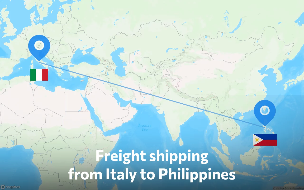 Shipping route from Italy to Philippines