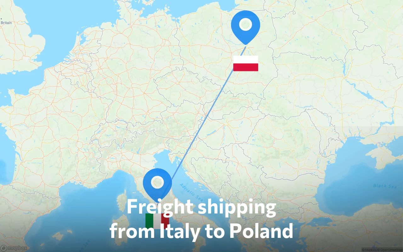 Shipping route from Italy to Poland