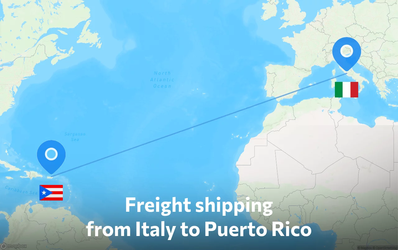 Shipping route from Italy to Puerto Rico