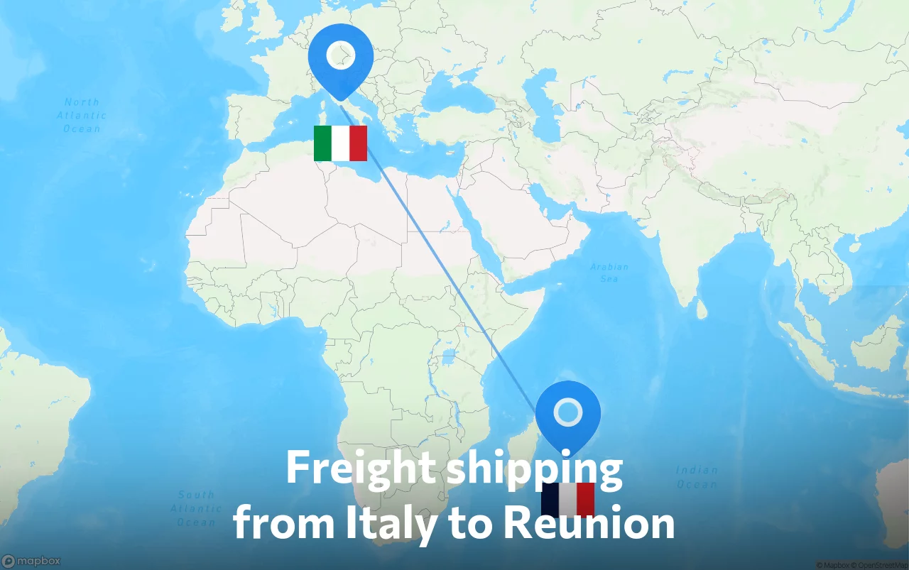 Shipping route from Italy to Reunion