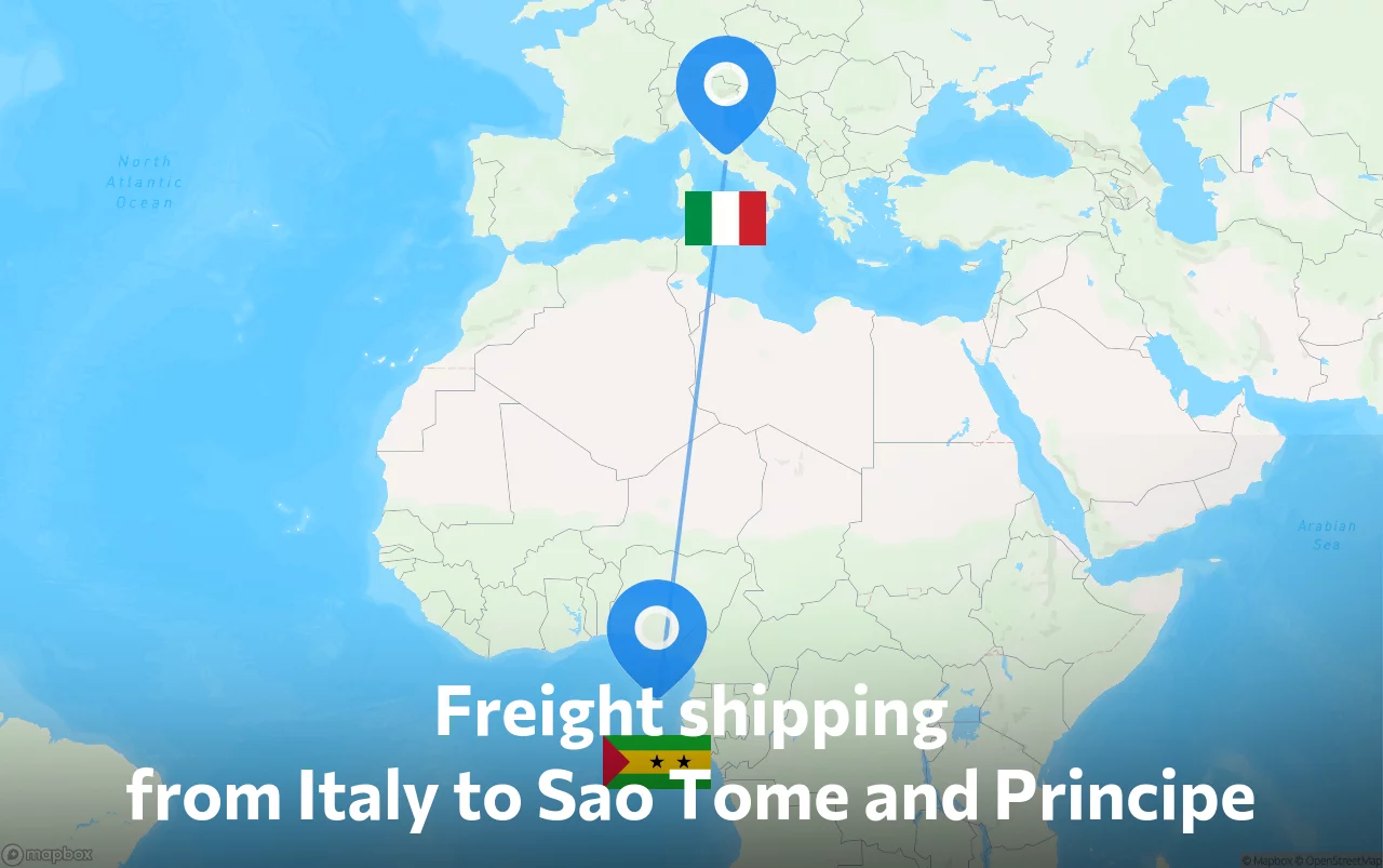 Shipping route from Italy to Sao Tome and Principe