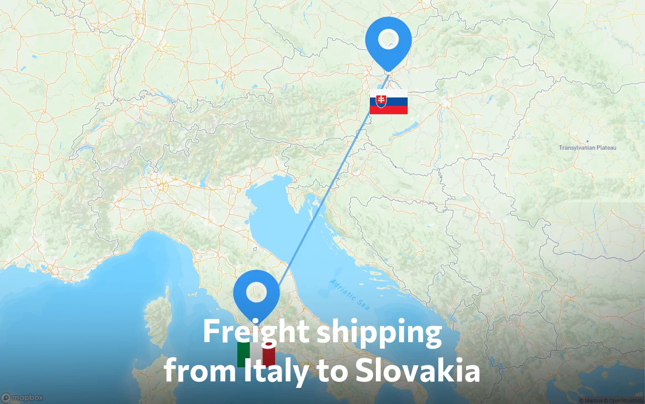 Shipping route from Italy to Slovakia