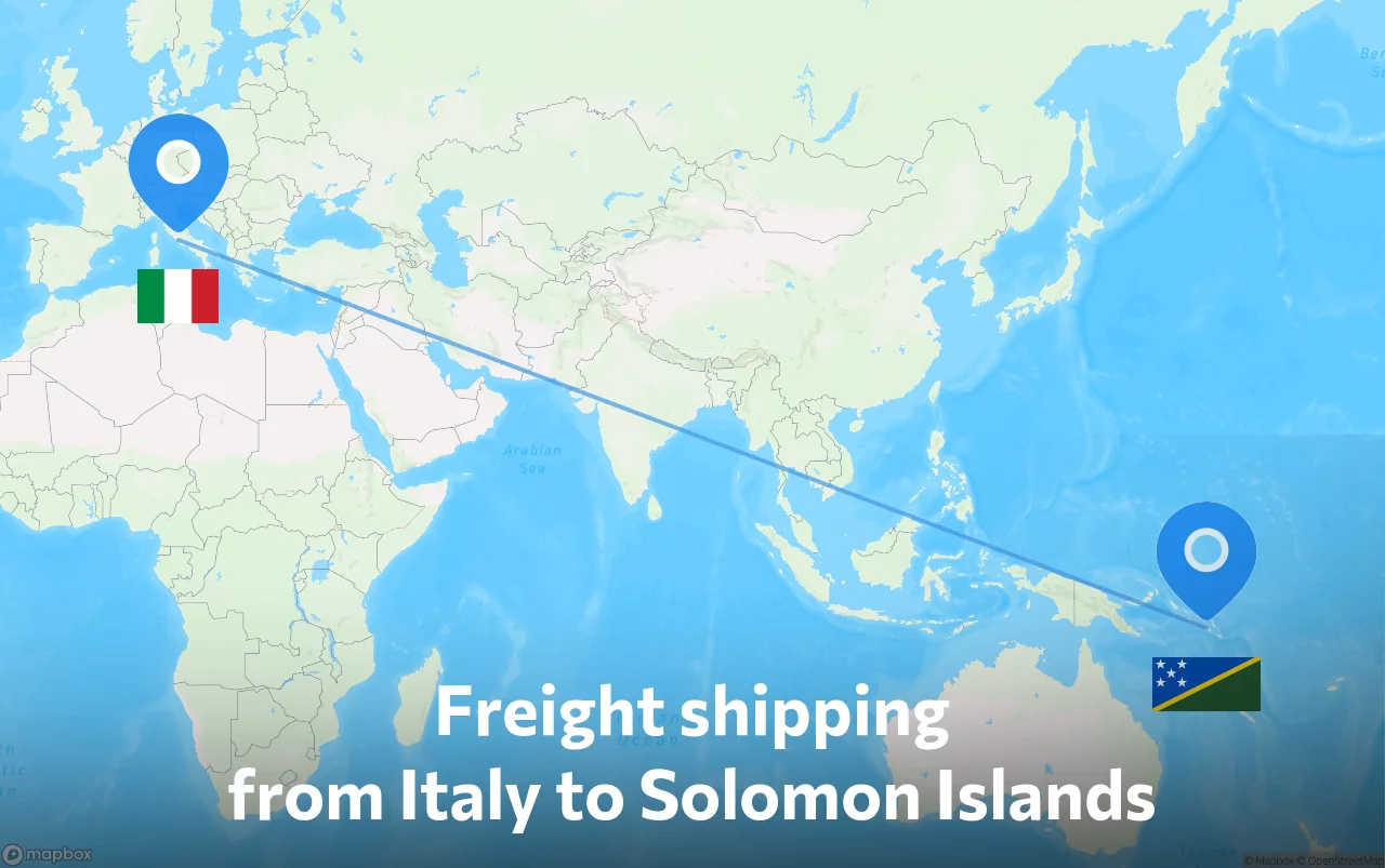 Shipping route from Italy to Solomon Islands