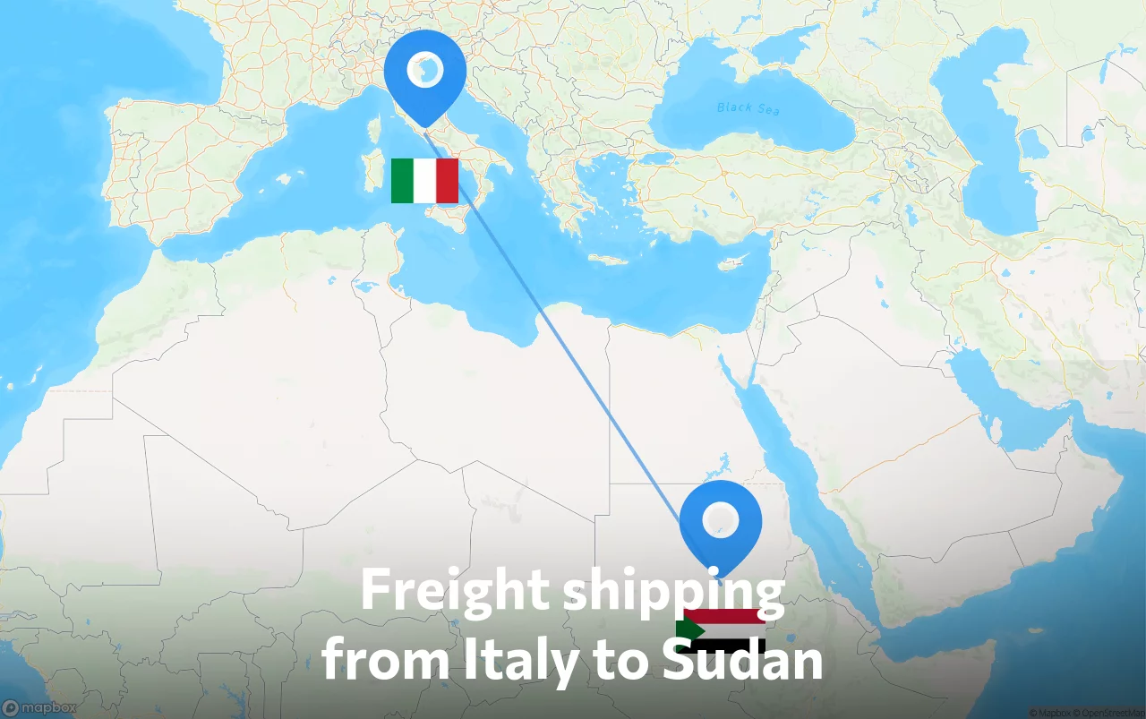 Shipping route from Italy to Sudan