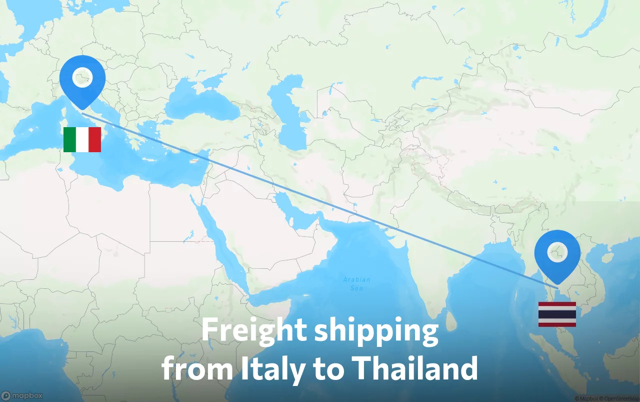 Shipping route from Italy to Thailand