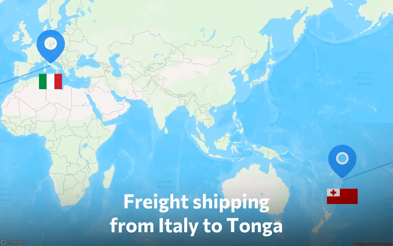 Shipping route from Italy to Tonga