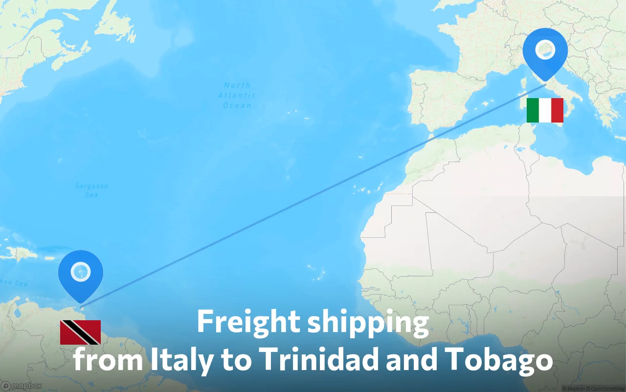 Shipping route from Italy to Trinidad and Tobago