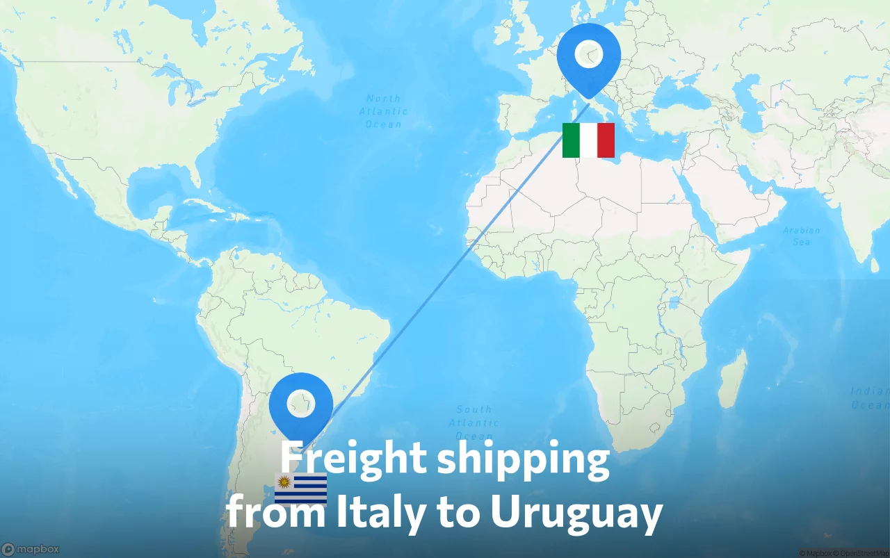 Shipping route from Italy to Uruguay