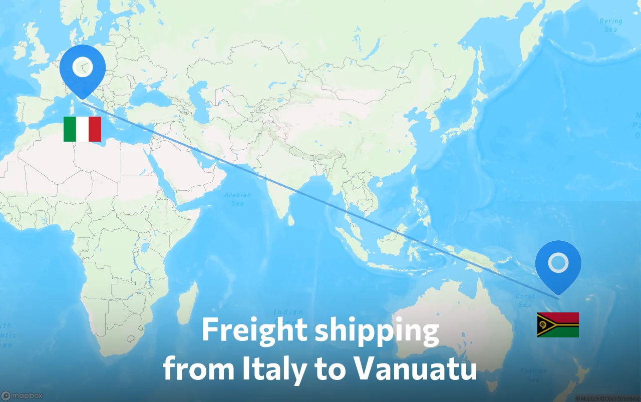 Shipping route from Italy to Vanuatu