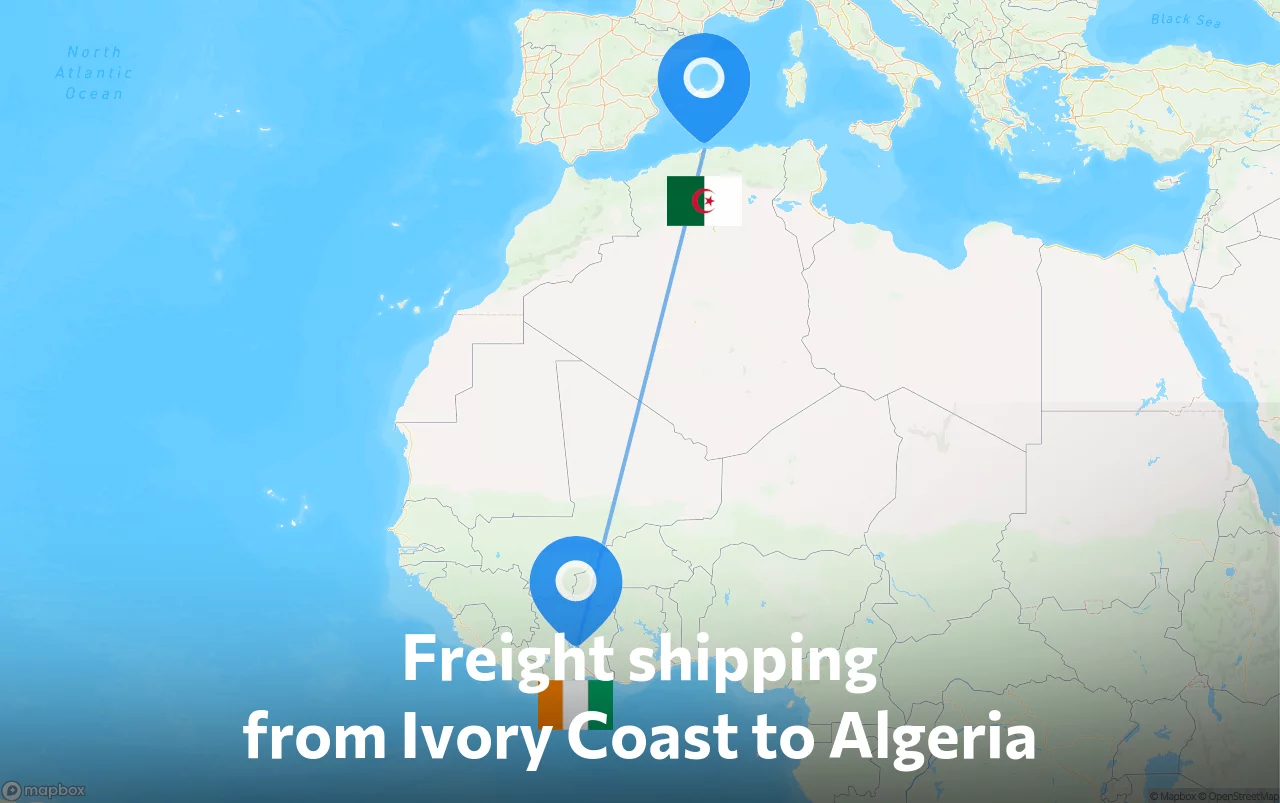 Shipping route from Ivory Coast to Algeria