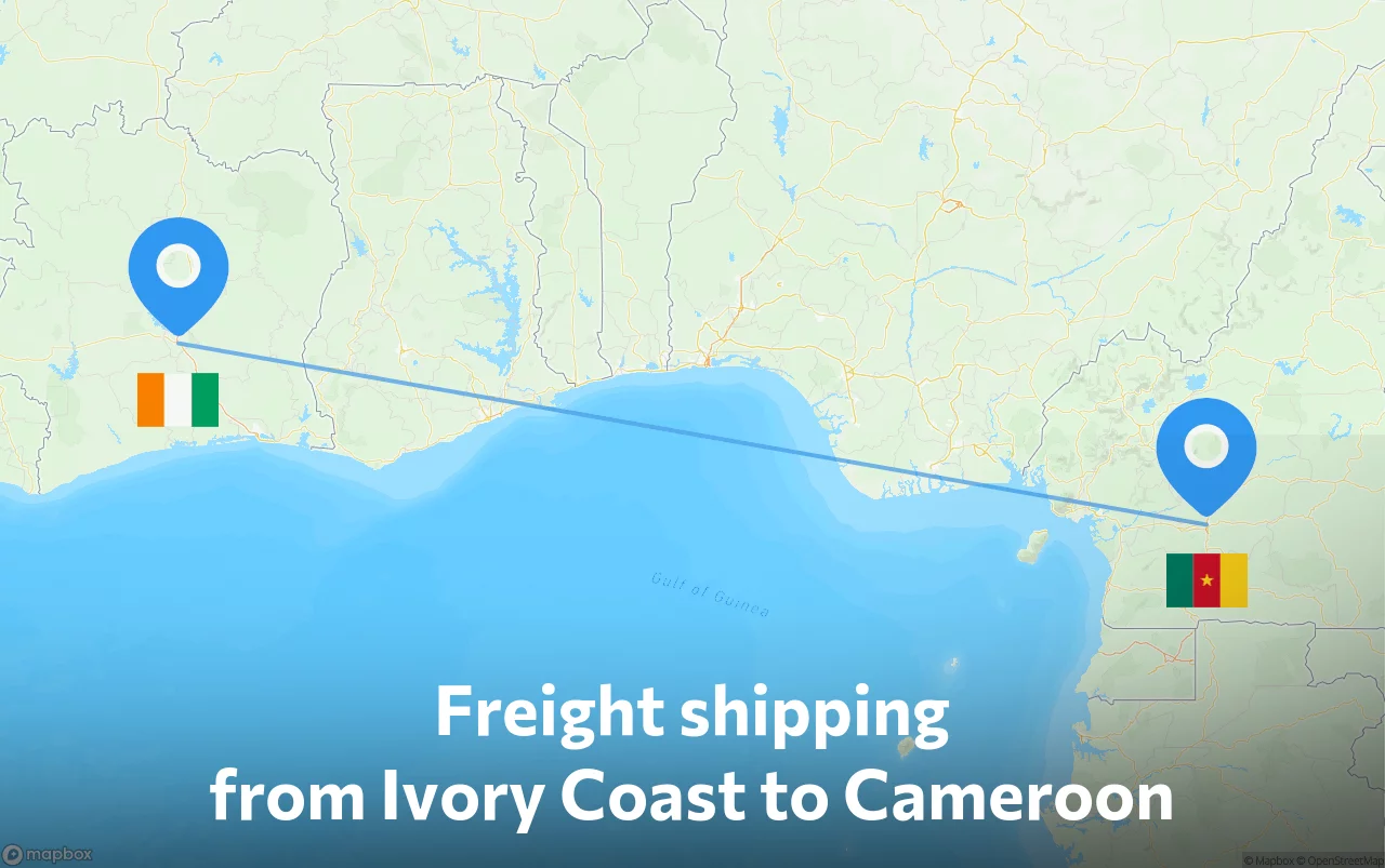 Shipping route from Ivory Coast to Cameroon