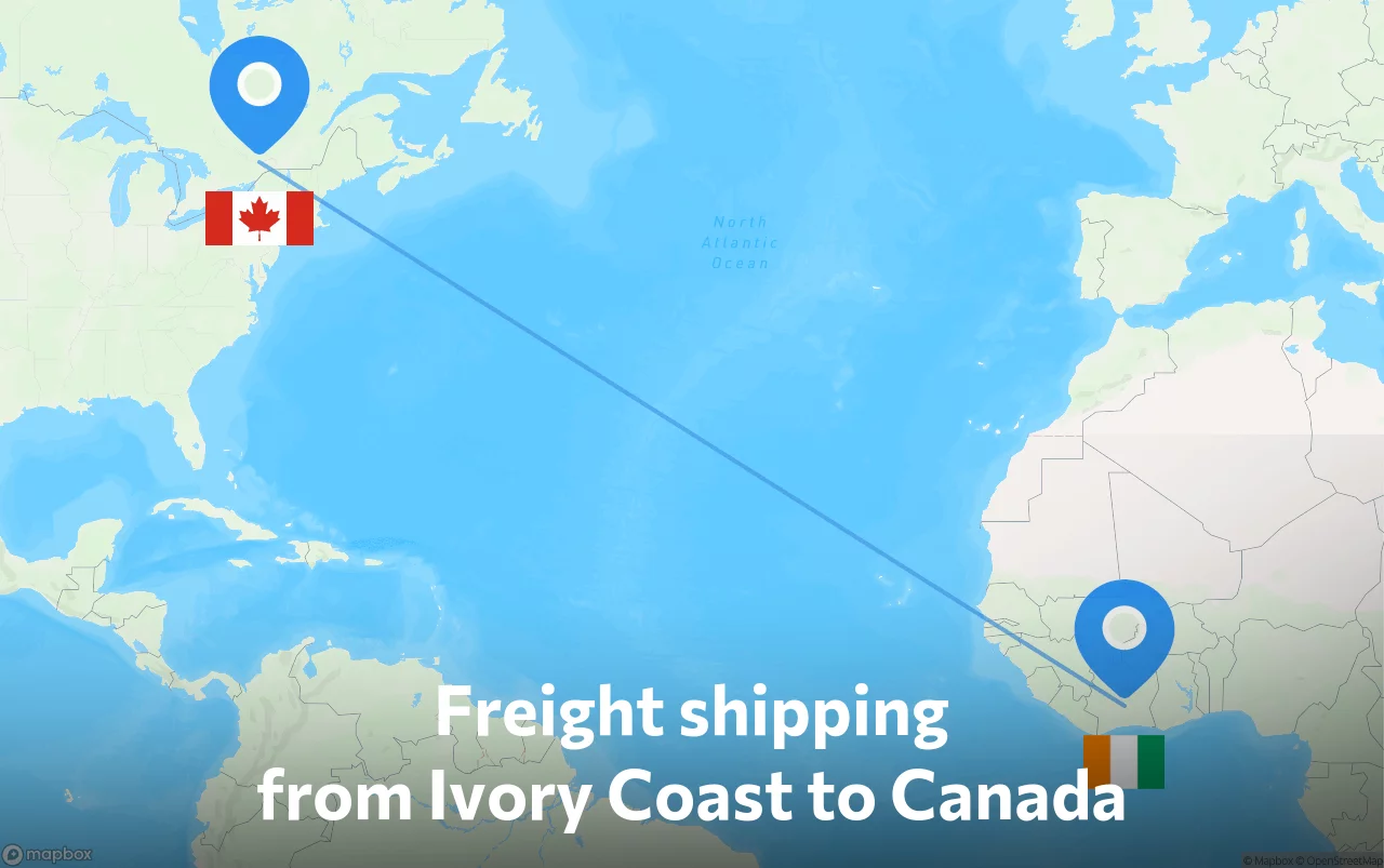 Shipping route from Ivory Coast to Canada