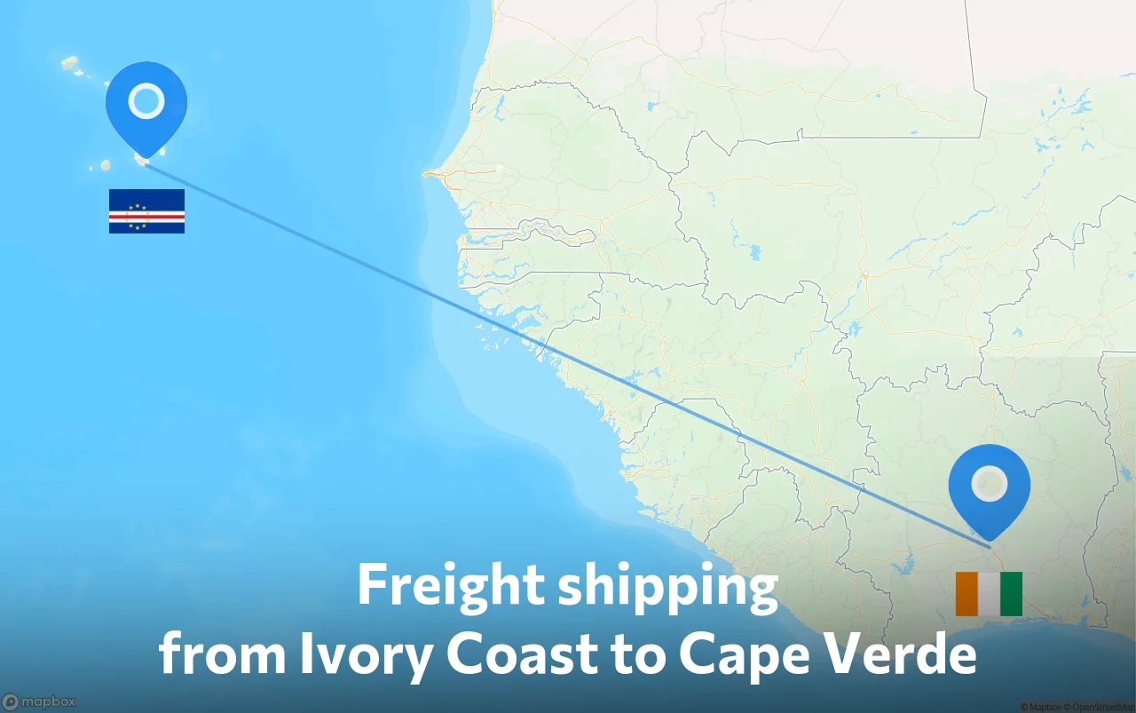 Shipping route from Ivory Coast to Cape Verde