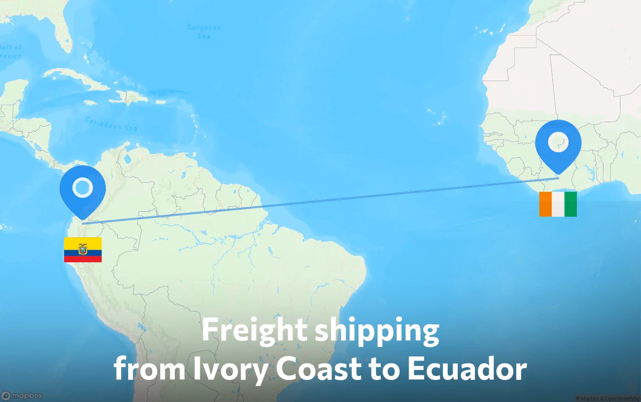 Shipping route from Ivory Coast to Ecuador