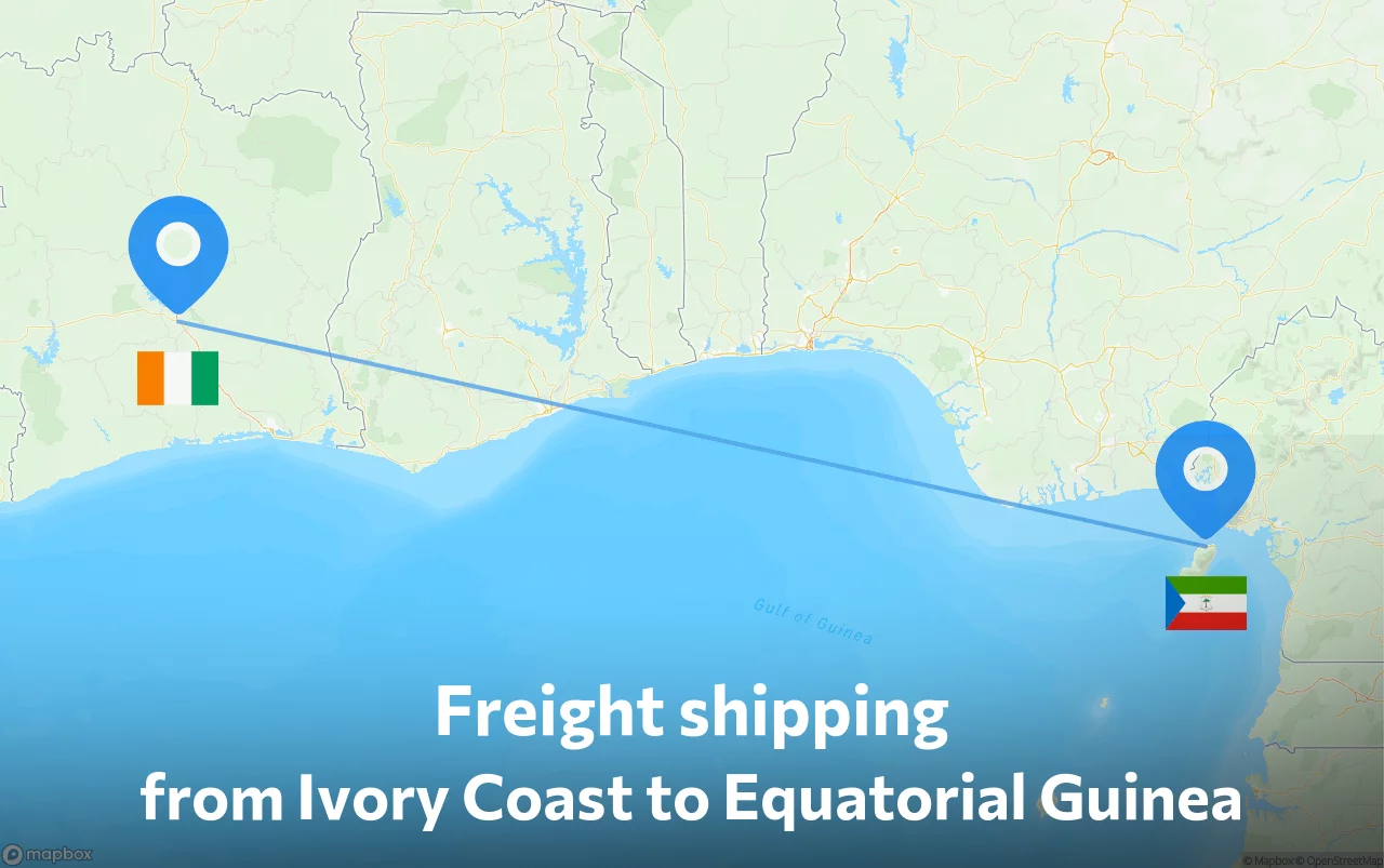 Shipping route from Ivory Coast to Equatorial Guinea