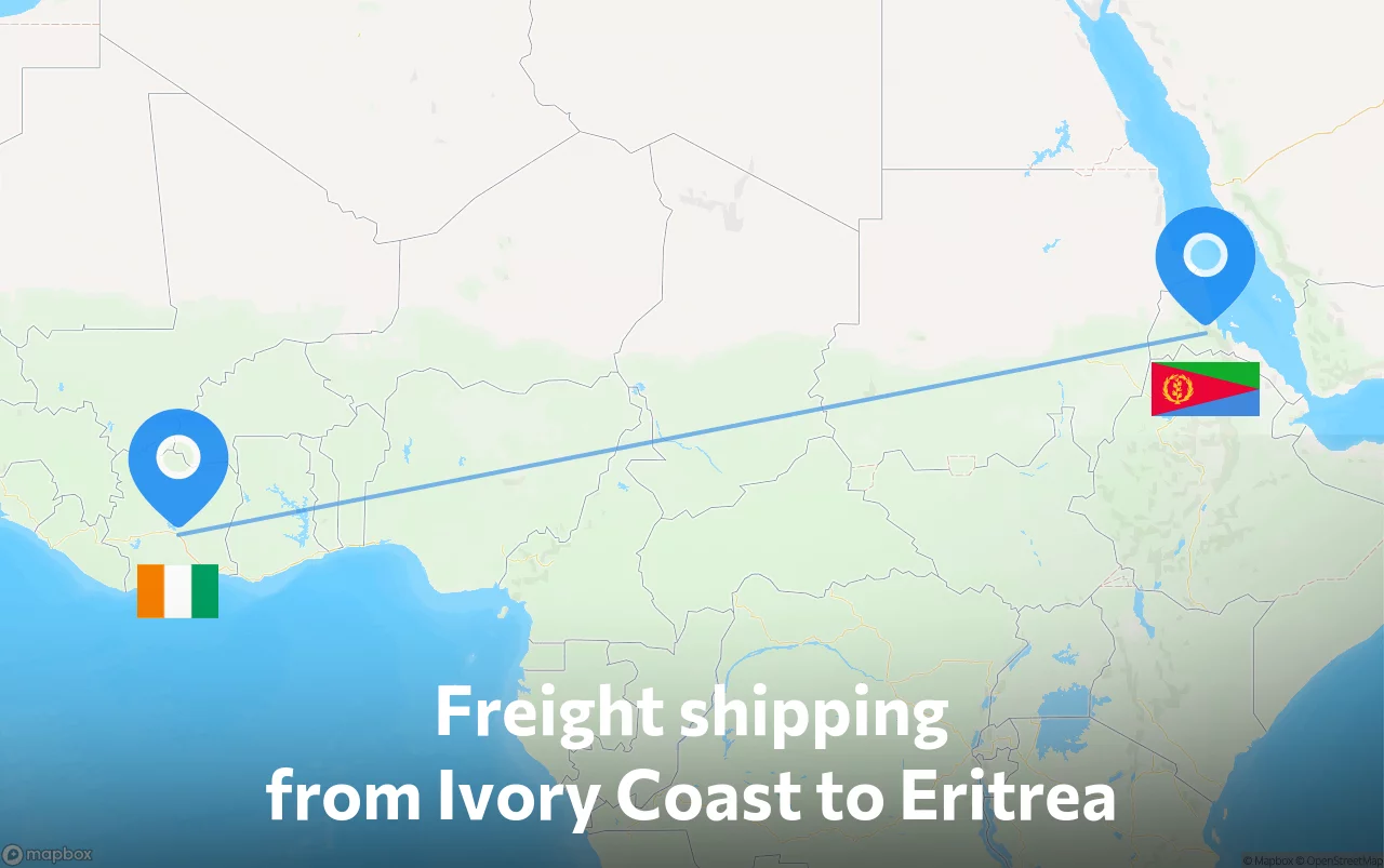 Shipping route from Ivory Coast to Eritrea
