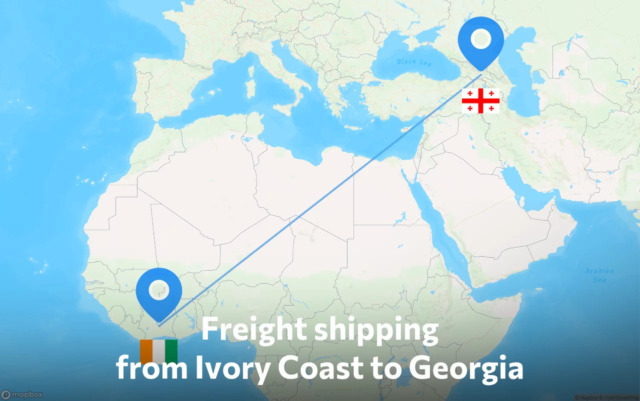 Shipping route from Ivory Coast to Georgia