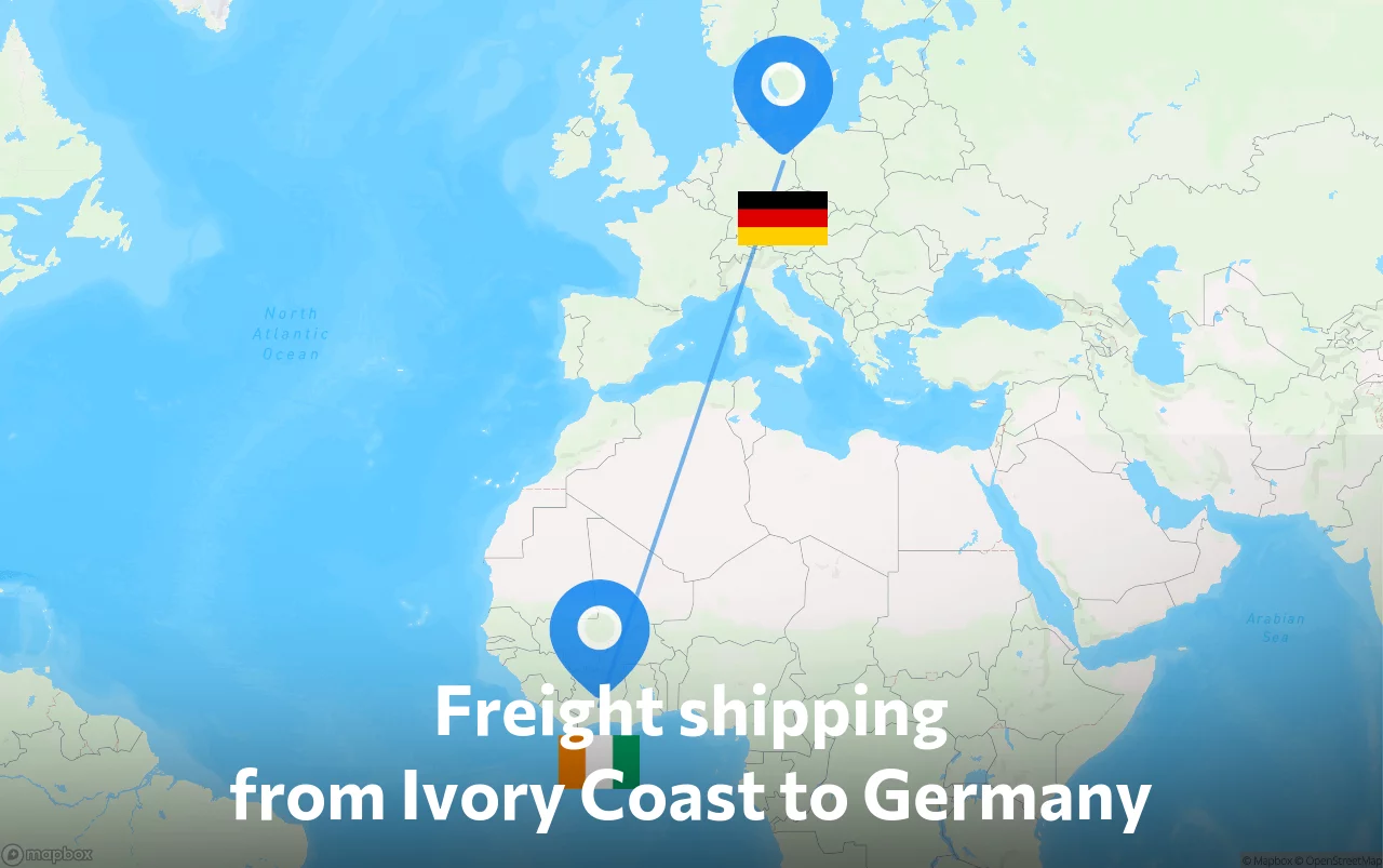 Shipping route from Ivory Coast to Germany