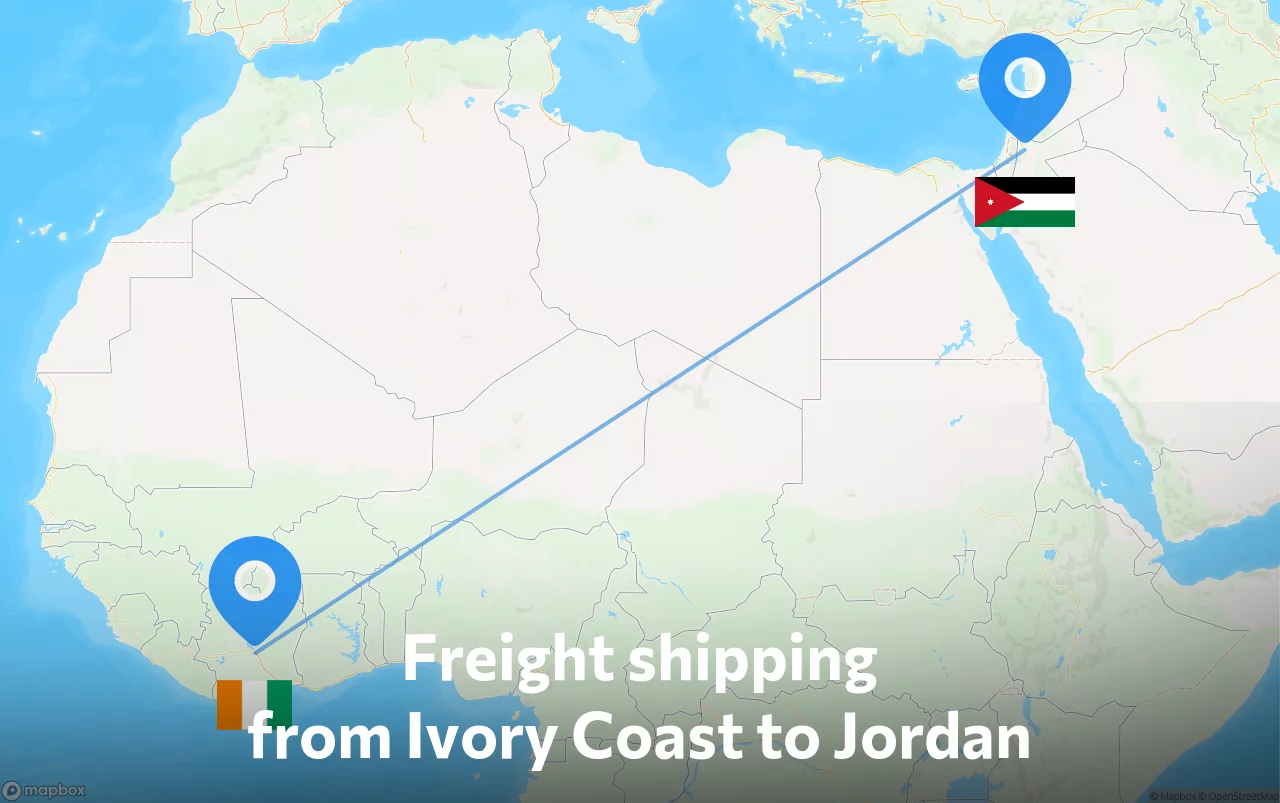 Shipping route from Ivory Coast to Jordan