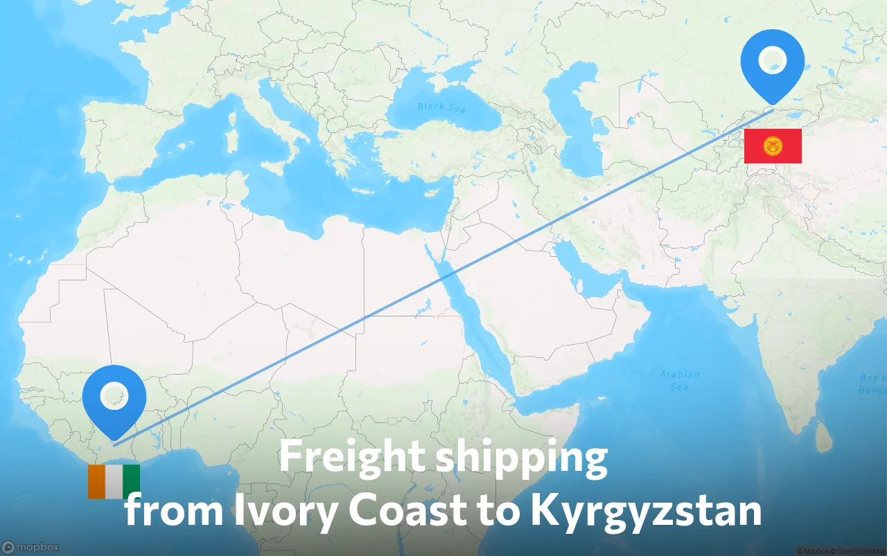 Shipping route from Ivory Coast to Kyrgyzstan