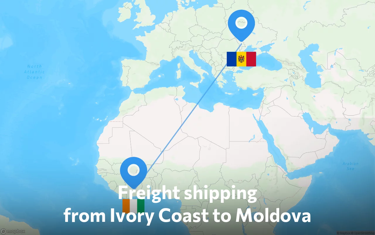 Shipping route from Ivory Coast to Moldova