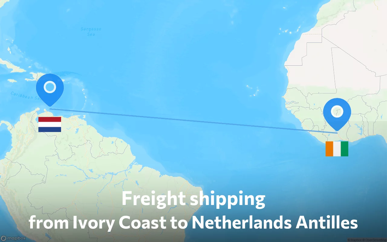 Shipping route from Ivory Coast to Netherlands Antilles