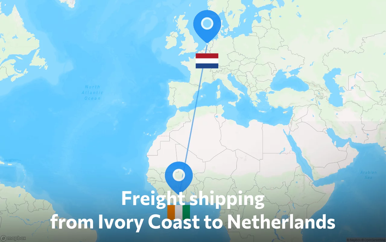 Shipping route from Ivory Coast to Netherlands