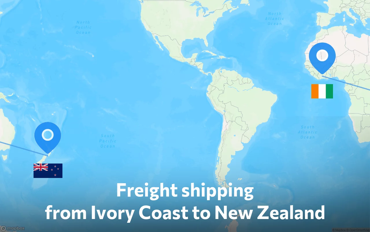 Shipping route from Ivory Coast to New Zealand