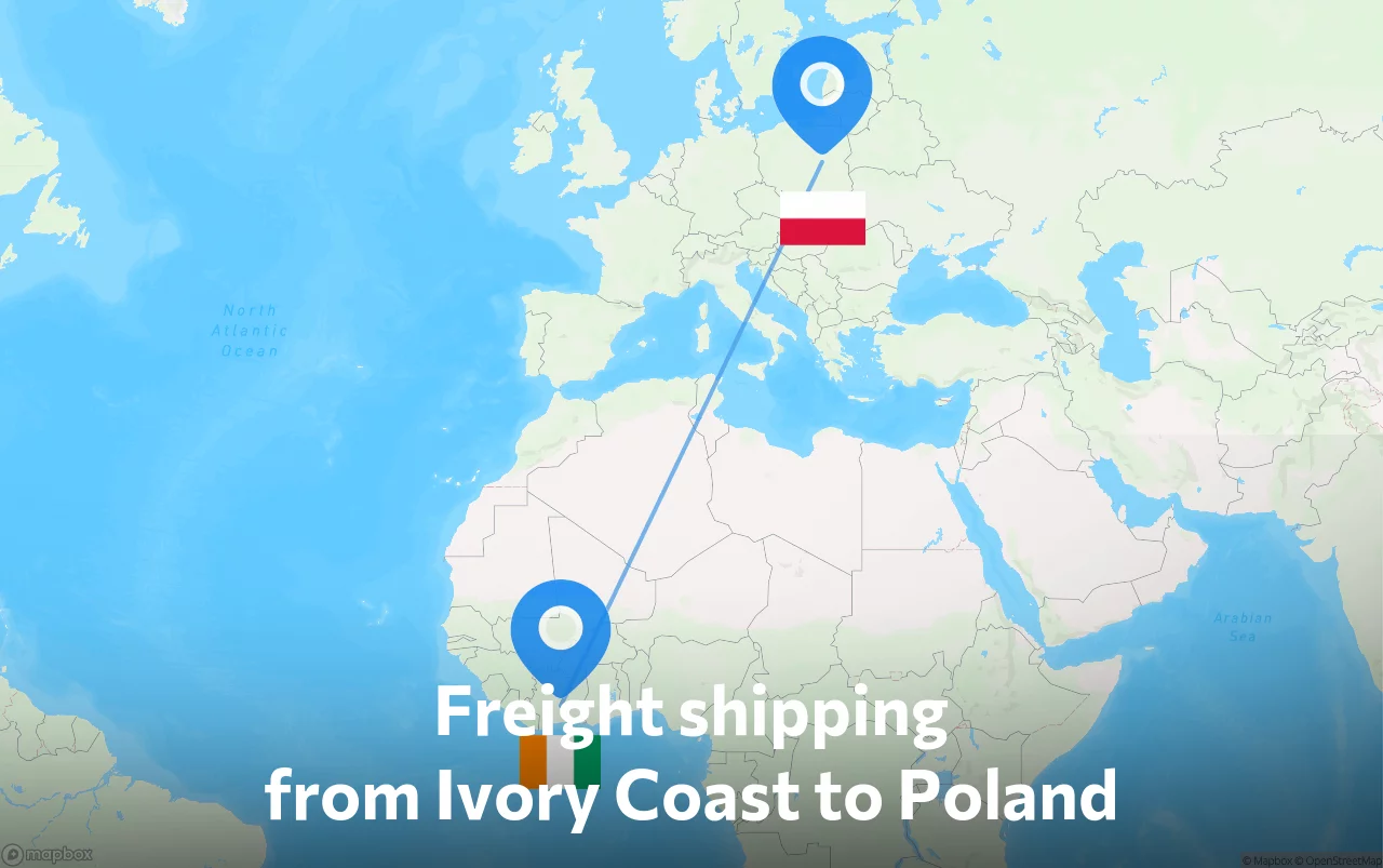 Shipping route from Ivory Coast to Poland
