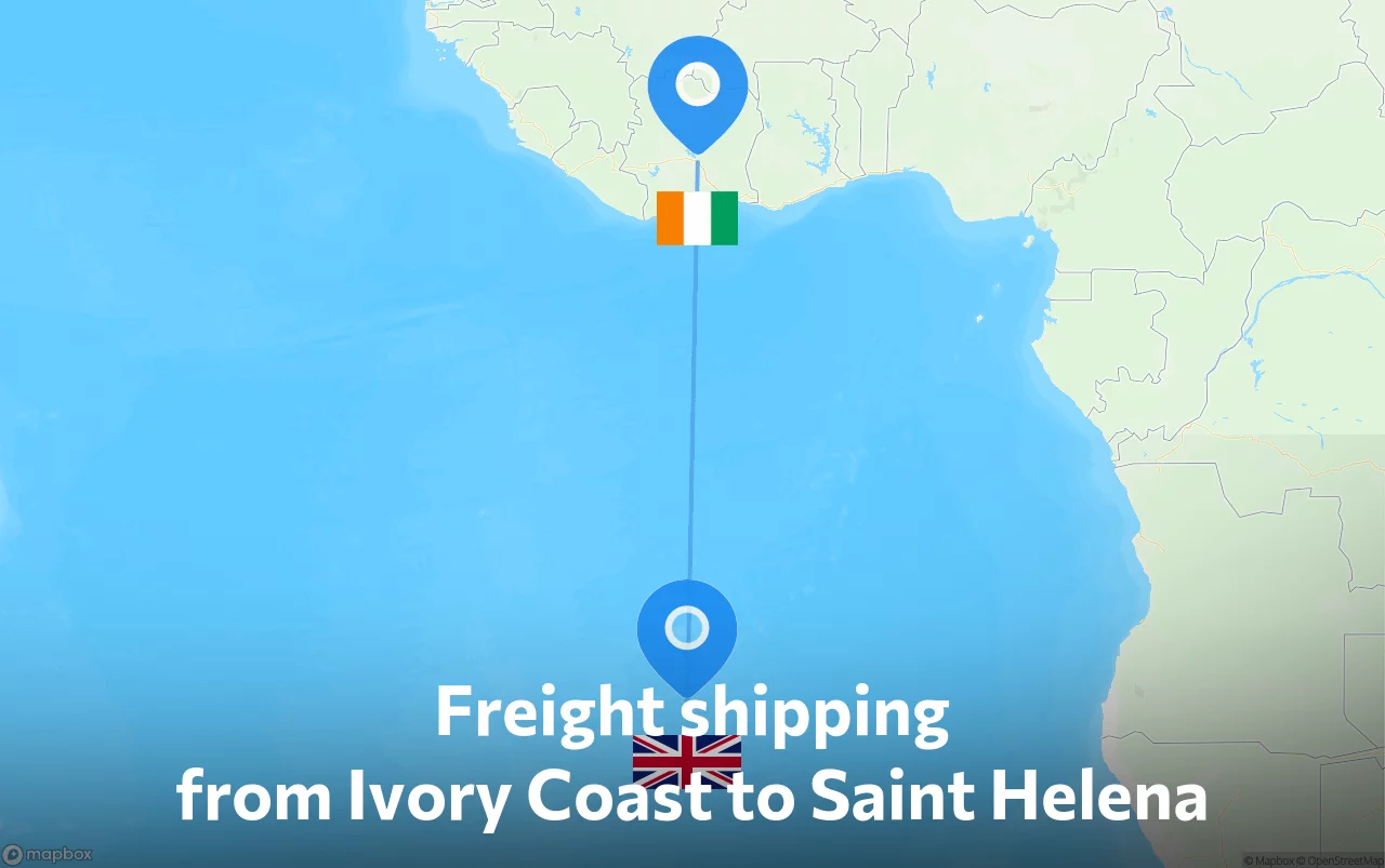 Shipping route from Ivory Coast to Saint Helena