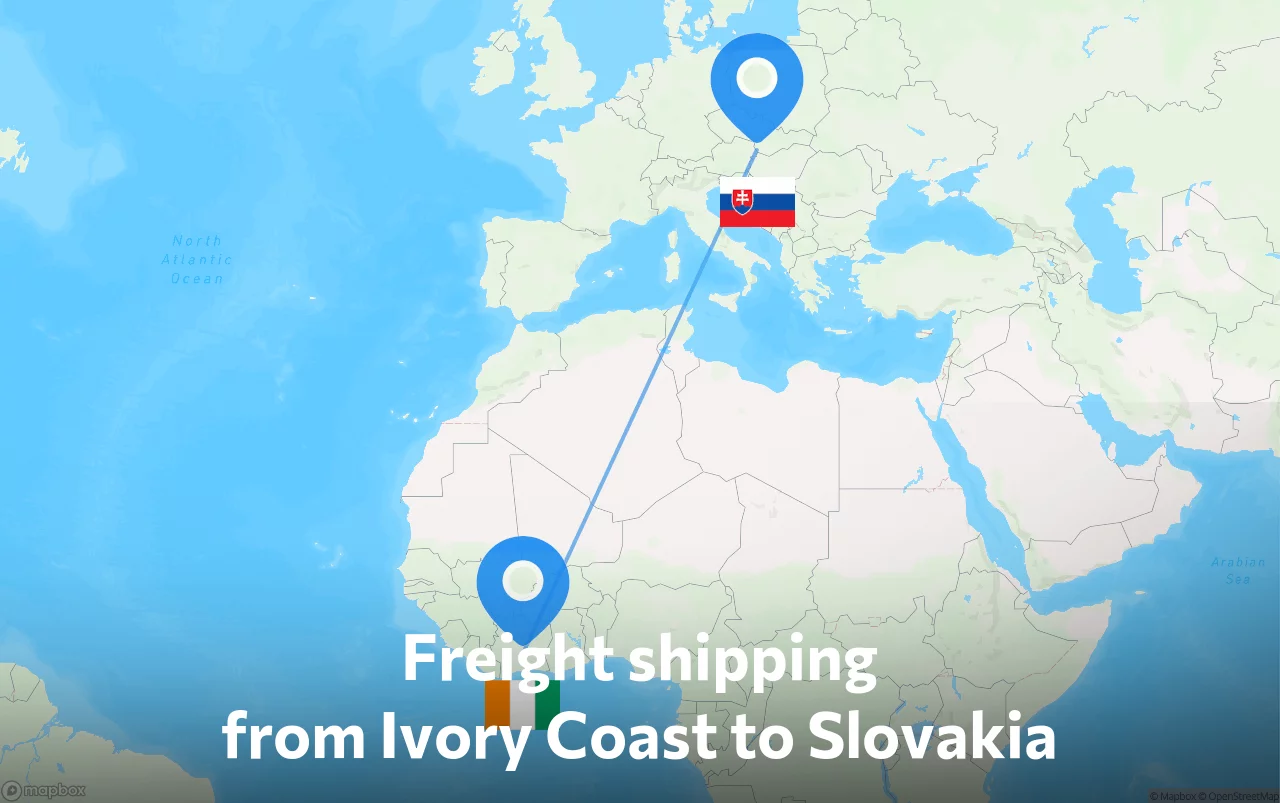 Shipping route from Ivory Coast to Slovakia