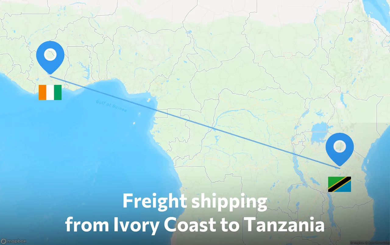 Shipping route from Ivory Coast to Tanzania