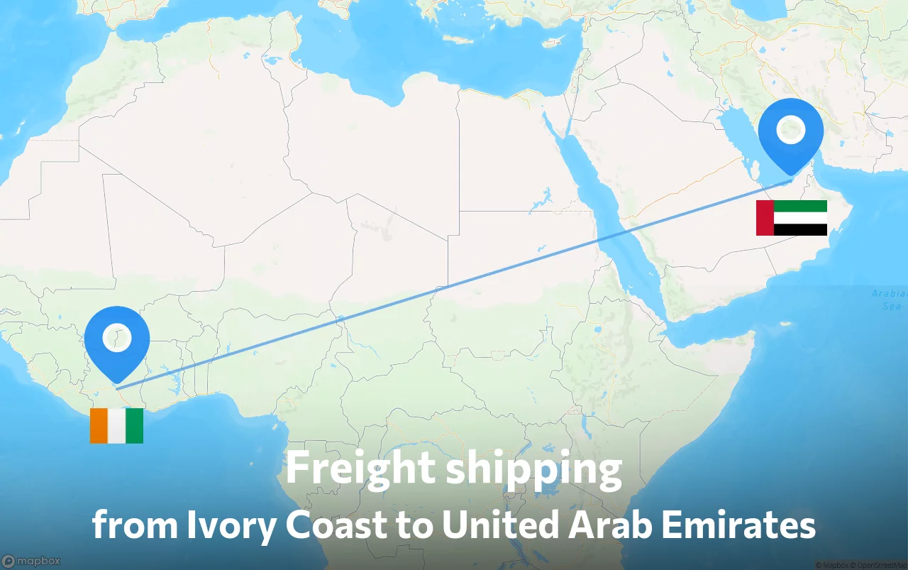 Shipping route from Ivory Coast to United Arab Emirates