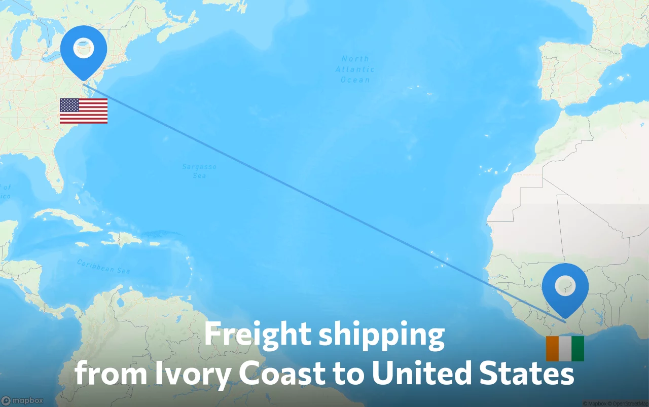 Shipping route from Ivory Coast to United States