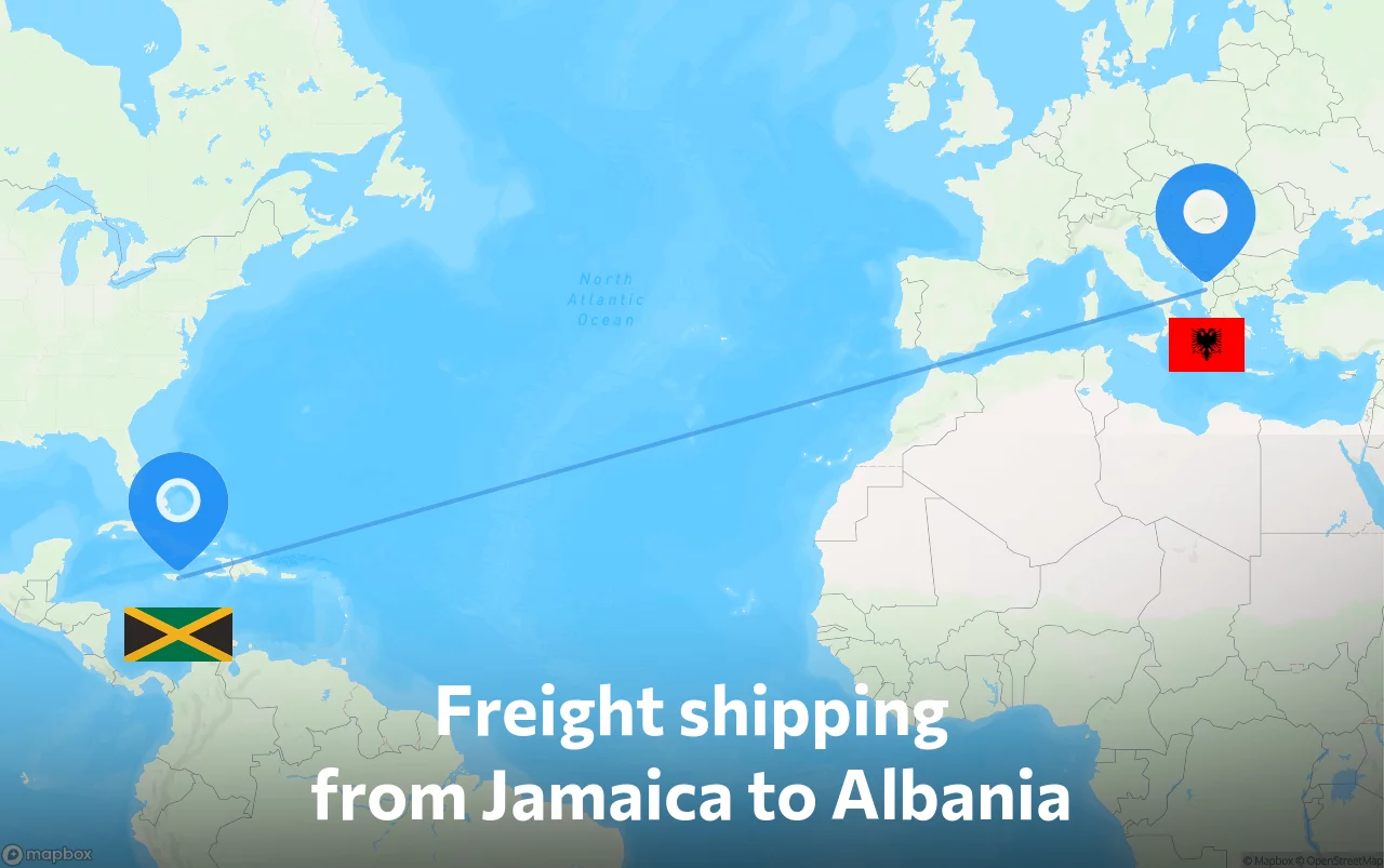 Shipping route from Jamaica to Albania