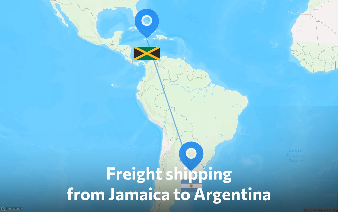 Shipping route from Jamaica to Argentina
