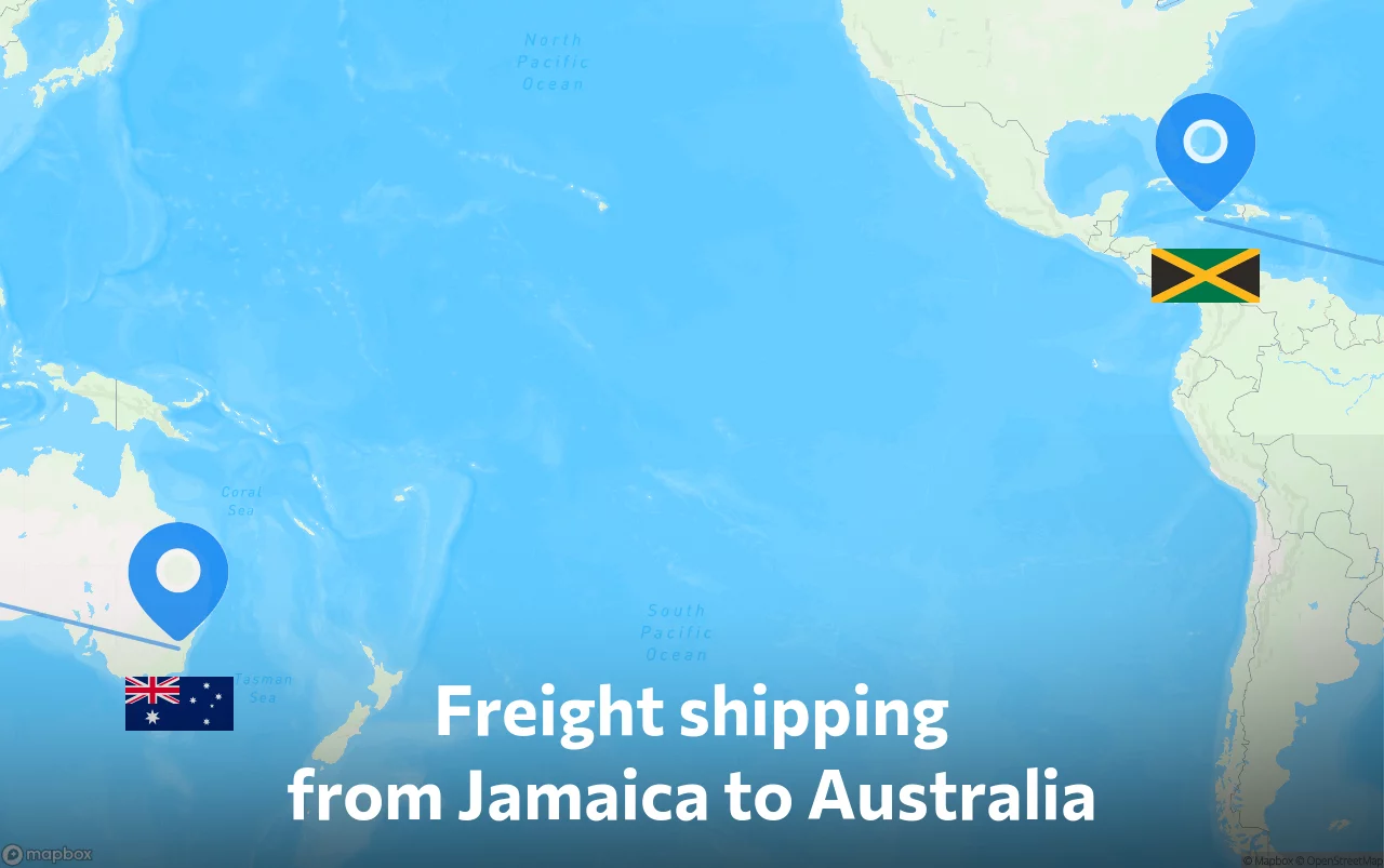 Shipping route from Jamaica to Australia